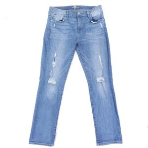 7 For All Mankind Relaxed Skinny Ripped Torn Jeans